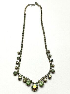 Vintage Karu Green Rhinestone Necklace